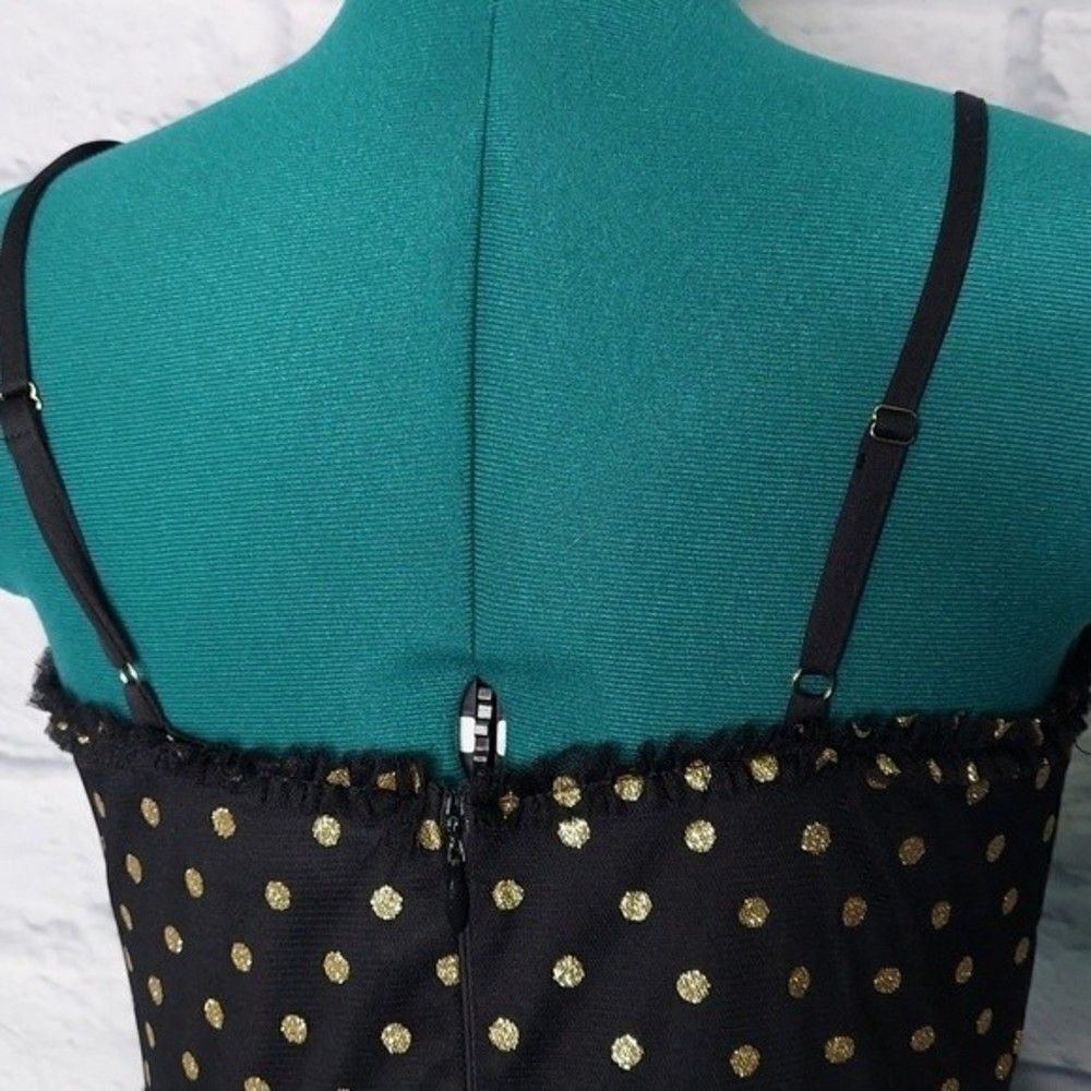 Lulus twinkle of my eye black gold polka dot tiered tulle cocktail dress Medium - Picture 7 of 11